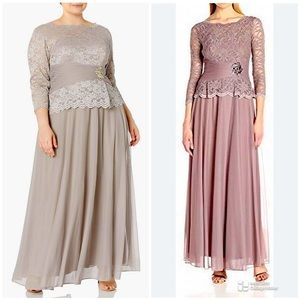 Cachet Women's Plus Size Long Sleeve Lace Bodice Gown Size 20W